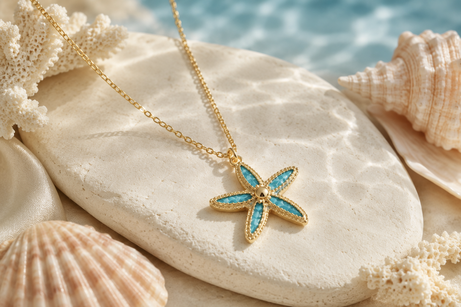 Caribbean Golden Starfish Necklace